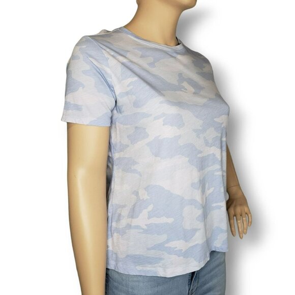 Athleta Organic Daily Camo Crew Tee Shirt Womens 1X Stream Blue Print - Picture 2 of 9